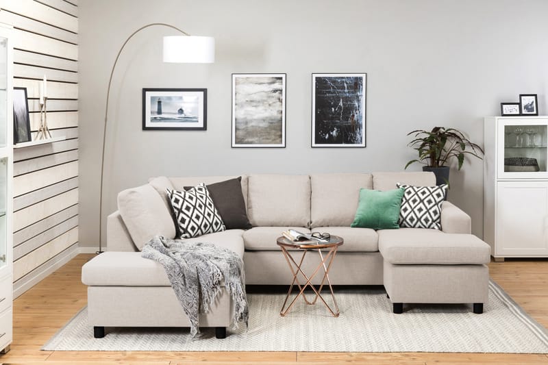 Crazy 4-personers Venstrevendt U-formet Large Sofa med Chaiselong i Stof - Beige - Møbler - Sofaer - U Sofa