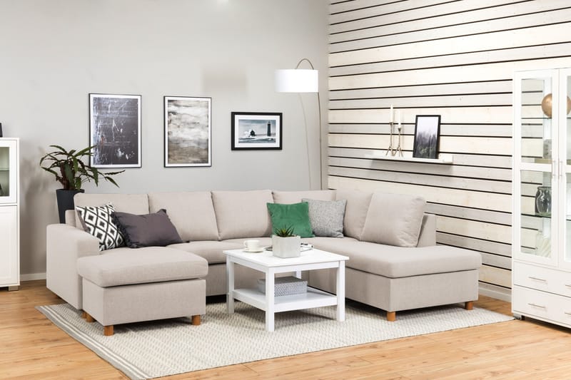 Crazy 4-personers Højrevendt U-formet Large Sofa med Chaiselong i Stof - Beige - Møbler - Sofaer - U Sofa