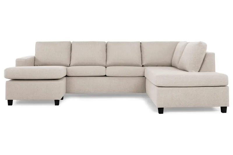 Crazy 4-personers Højrevendt U-formet Large Sofa med Chaiselong i Stof, Beige