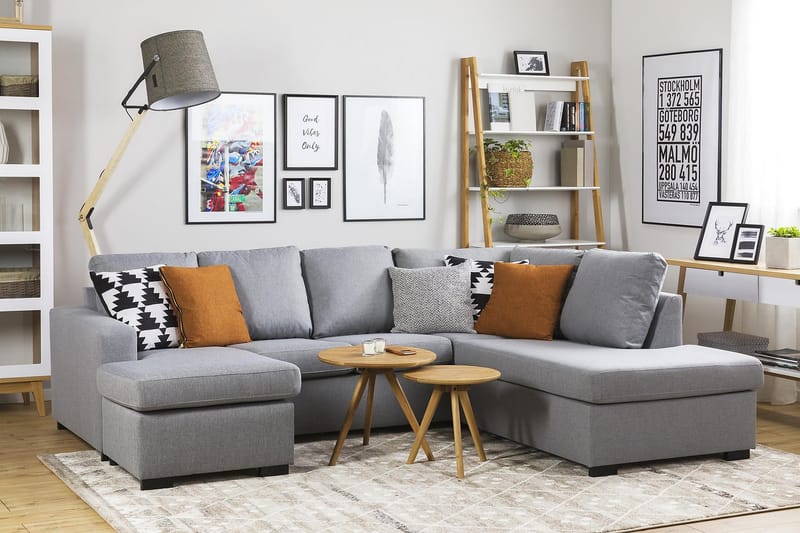 Crazy 4-personers Højrevendt U-formet Large Sofa med Chaiselong i Stof - Grå - Møbler - Sofaer - U Sofa