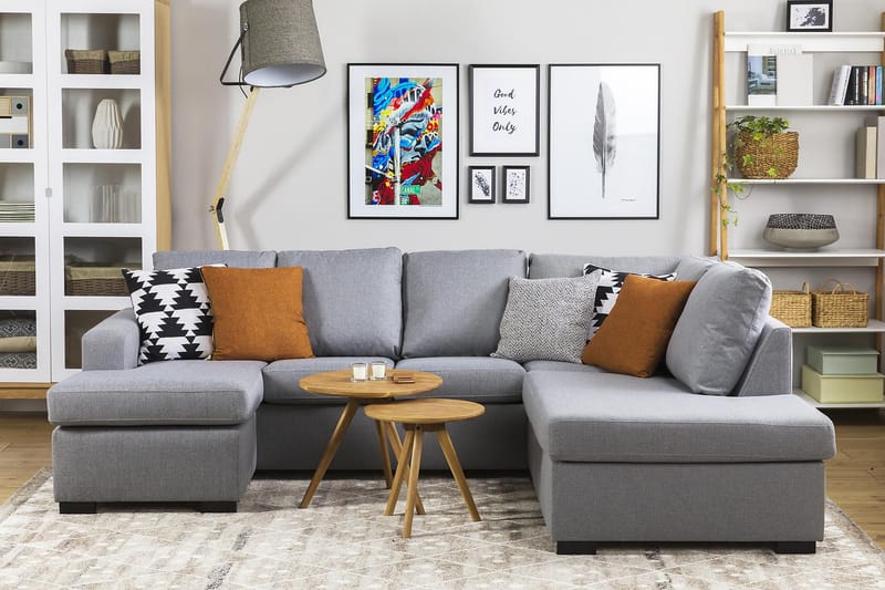 Crazy 4-personers Højrevendt U-formet Large Sofa med Chaiselong i Stof - Grå - Møbler - Sofaer - U Sofa