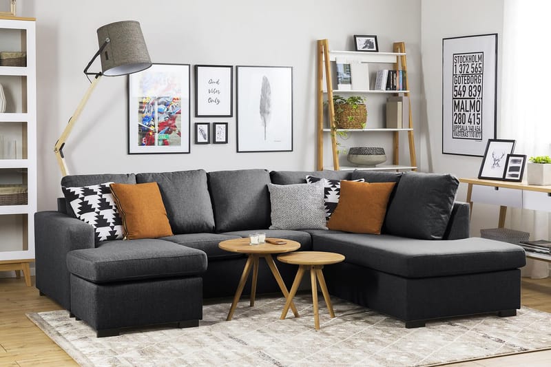 Crazy 4-personers Højrevendt U-formet Small Sofa med Chaiselong i Stof - Mørkegrå - Møbler - Sofaer - U Sofa