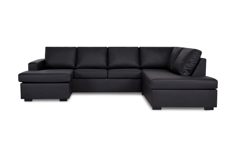 Crazy 4-personers Højrevendt U-formet Large Sofa med Chaiselong i Kunstlæder - Sort - Møbler - Sofaer - U Sofa