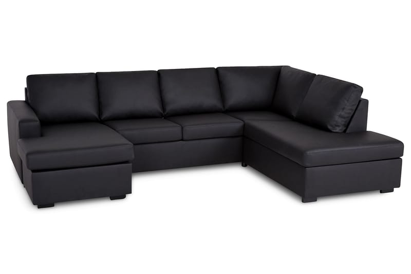 Crazy 4-personers Højrevendt U-formet Large Sofa med Chaiselong i Kunstlæder - Sort - Møbler - Sofaer - U Sofa