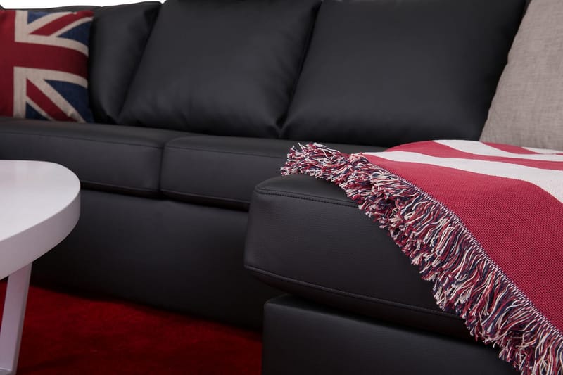 Crazy 4-personers Venstrevendt U-formet Large Sofa med Chaiselong i Kunstlæder - Sort - Møbler - Sofaer - U Sofa