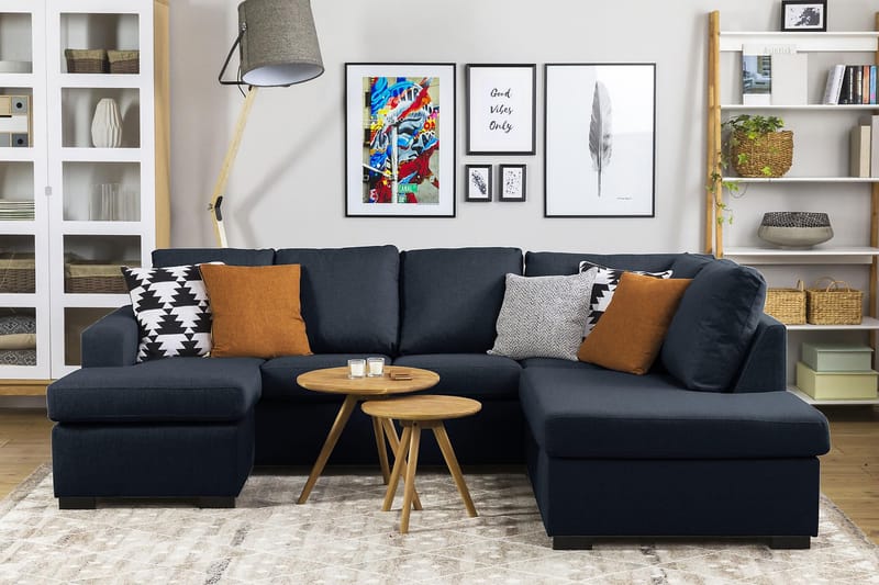 Crazy 4-personers Venstrevendt U-formet Large Sofa med Chaiselong i Stof - Blå - Møbler - Sofaer - U Sofa