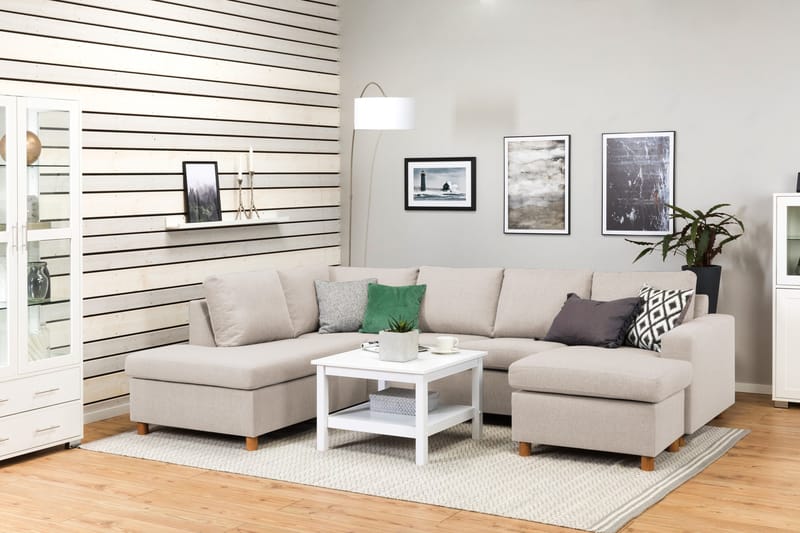 Crazy 4-personers Venstrevendt U-formet Large Sofa med Chaiselong i Stof - Beige - Møbler - Sofaer - U Sofa