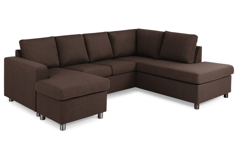 Crazy 4-personers Højrevendt U-formet Small Sofa med Chaiselong i Stof - Brun - Møbler - Sofaer - U Sofa
