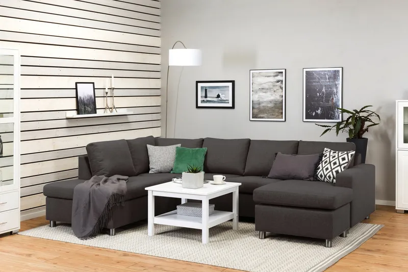 Crazy 4-personers Venstrevendt U-formet Large Sofa med Chaiselong i Stof - Mørkegrå - Møbler - Sofaer - U Sofa