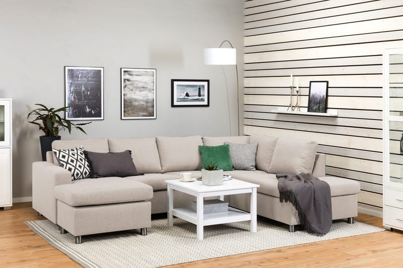 Crazy 4-personers Højrevendt U-formet Large Sofa med Chaiselong i Stof - Beige - Møbler - Sofaer - U Sofa