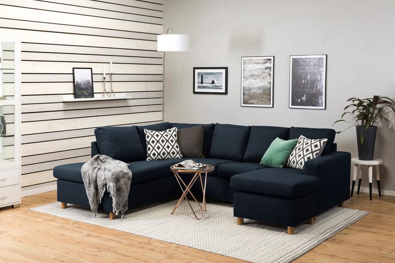 Crazy 4-personers Venstrevendt U-formet Large Sofa med Chaiselong i Stof - Blå - Møbler - Sofaer - U Sofa
