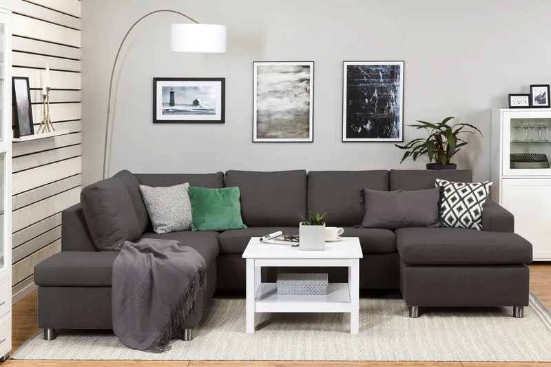 Crazy 4-personers Venstrevendt U-formet Large Sofa med Chaiselong i Stof - Mørkegrå - Møbler - Sofaer - U Sofa