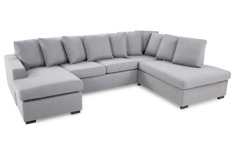 Crazy 4-personers Højrevendt U-formet Large Sofa med Divan og Chaiselong i Stof inkl. Kuvertpuder - Grå - Møbler - Sofaer - U Sofa