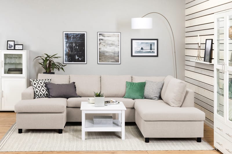 Crazy 4-personers Højrevendt U-formet Large Sofa med Chaiselong i Stof - Beige - Møbler - Sofaer - U Sofa