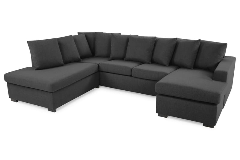 Crazy 4-personers Venstrevendt U-formet Large Sofa med Divan og Chaiselong i Stof inkl. Kuvertpuder - Mørkegrå - Møbler - Sofaer - U Sofa