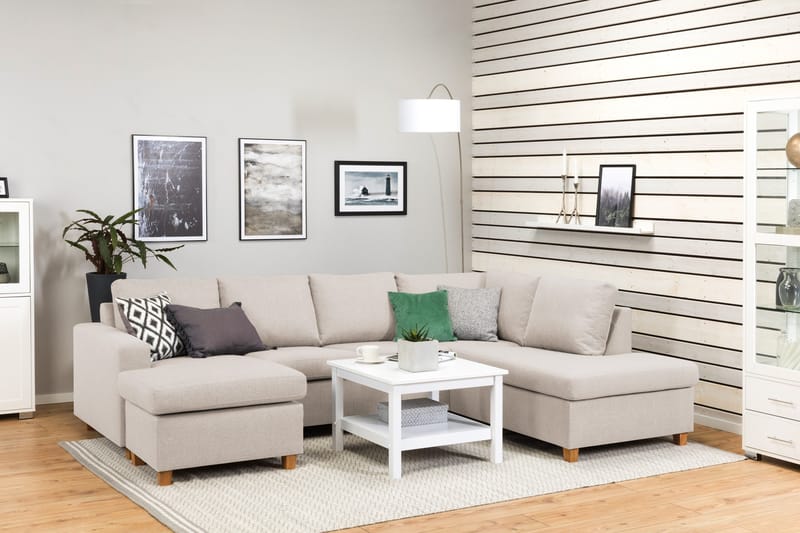 Crazy 4-personers Højrevendt U-formet Large Sofa med Chaiselong i Stof - Beige - Møbler - Sofaer - U Sofa