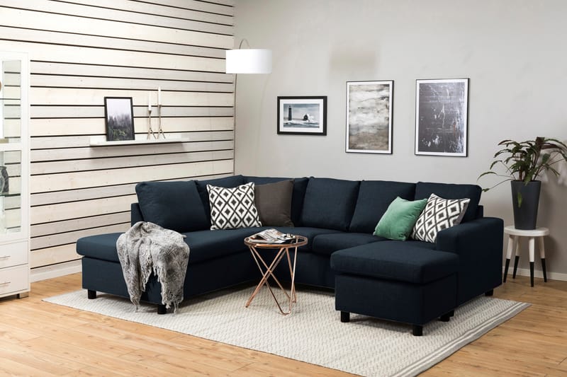 Crazy 4-personers Venstrevendt U-formet Large Sofa med Chaiselong i Stof - Blå - Møbler - Sofaer - U Sofa