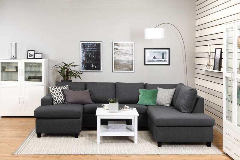 Crazy 4-personers Højrevendt U-formet Large Sofa med Chaiselong i Stof - Mørkegrå - Møbler - Sofaer - U Sofa