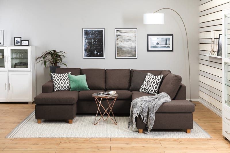 Crazy 4-personers Højrevendt U-formet Small Sofa med Chaiselong i Stof - Brun - Møbler - Sofaer - U Sofa