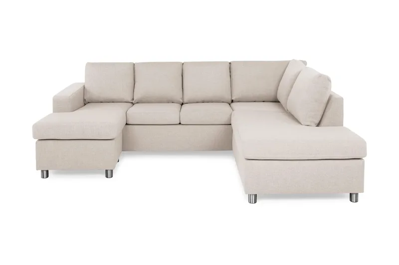 Crazy 4-personers Højrevendt U-formet Small Sofa med Chaiselong i Stof, Beige