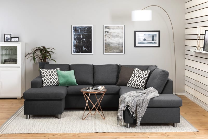 Crazy 4-personers Højrevendt U-formet Small Sofa med Chaiselong i Stof - Mørkegrå - Møbler - Sofaer - U Sofa