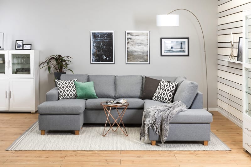 Crazy 4-personers Højrevendt U-formet Large Sofa med Chaiselong i Stof - Grå - Møbler - Sofaer - U Sofa