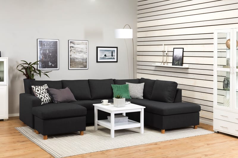 Crazy 4-personers Højrevendt U-formet Large Sofa med Chaiselong i Stof - Antracit - Møbler - Sofaer - U Sofa