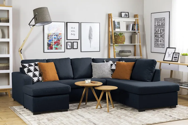 Crazy 4-personers Venstrevendt U-formet Large Sofa med Chaiselong i Stof - Blå - Møbler - Sofaer - U Sofa