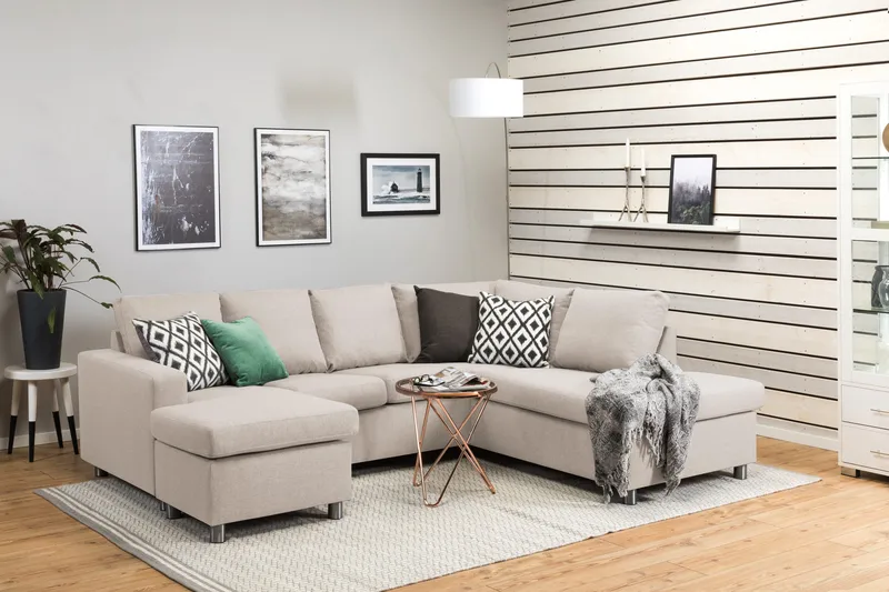 Crazy 4-personers Højrevendt U-formet Small Sofa med Chaiselong i Stof - Beige - Møbler - Sofaer - U Sofa