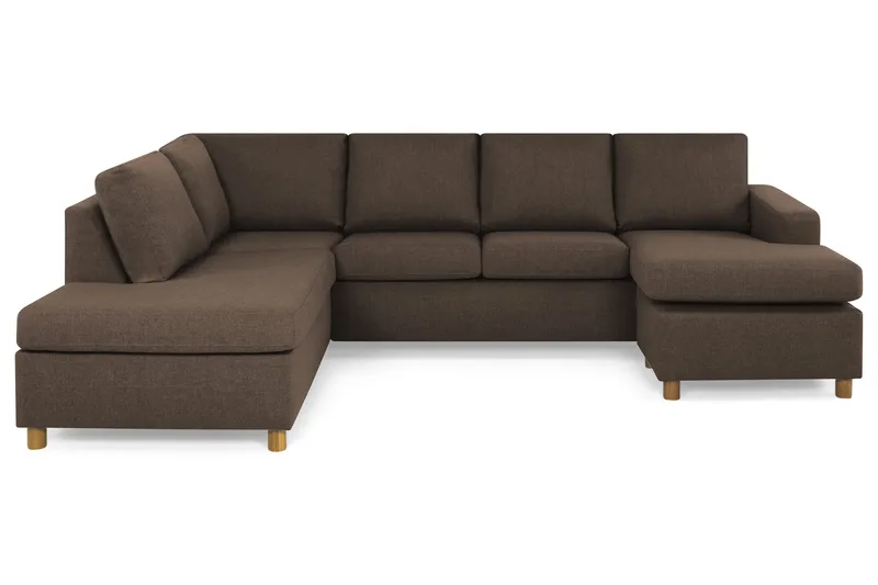 Crazy 4-personers Venstrevendt U-formet Large Sofa med Chaiselong i Stof, Brun