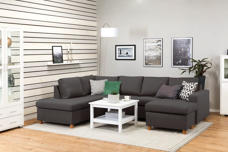 Crazy 4-personers Venstrevendt U-formet Large Sofa med Chaiselong i Stof - Mørkegrå - Møbler - Sofaer - U Sofa