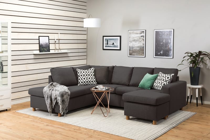 Crazy 4-personers Venstrevendt U-formet Small Sofa med Chaiselong i Stof - Mørkegrå - Møbler - Sofaer - U Sofa