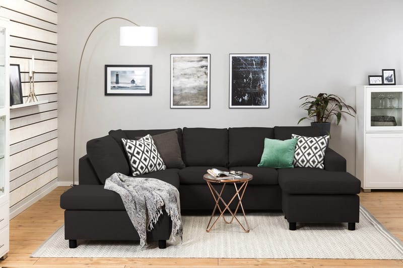 Crazy 4-personers Venstrevendt U-formet Large Sofa med Chaiselong i Stof - Antracit - Møbler - Sofaer - U Sofa
