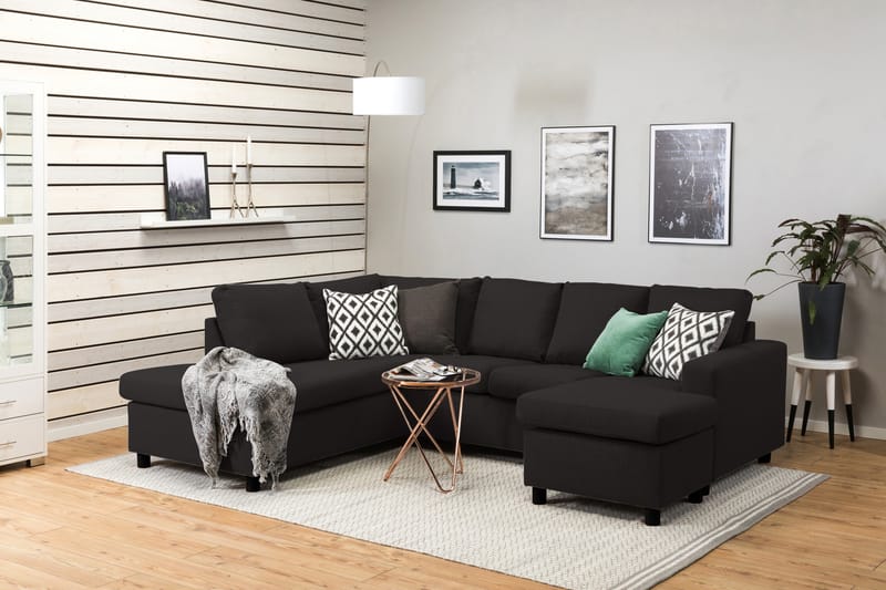 Crazy 4-personers Venstrevendt U-formet Large Sofa med Chaiselong i Stof - Antracit - Møbler - Sofaer - U Sofa