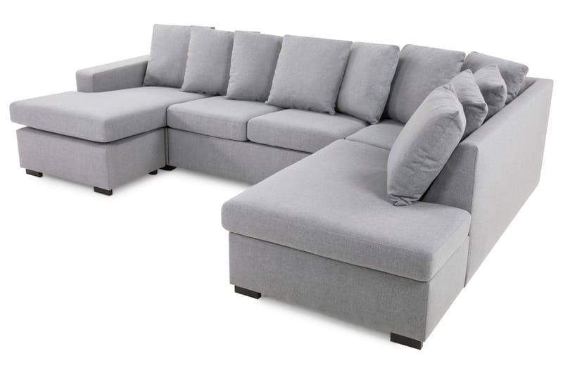 Crazy 4-personers Højrevendt U-formet Large Sofa med Divan og Chaiselong i Stof inkl. Kuvertpuder - Grå - Møbler - Sofaer - U Sofa