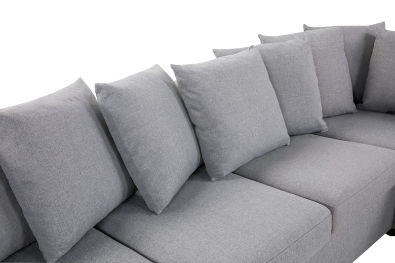 Crazy 4-personers Højrevendt U-formet Large Sofa med Divan og Chaiselong i Stof inkl. Kuvertpuder - Grå - Møbler - Sofaer - U Sofa
