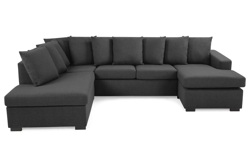 Crazy 4-personers Venstrevendt U-formet Large Sofa med Divan og Chaiselong i Stof inkl. Kuvertpuder - Mørkegrå - Møbler - Sofaer - U Sofa