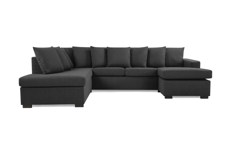 Crazy 4-personers Venstrevendt U-formet Large Sofa med Divan og Chaiselong i Stof inkl. Kuvertpuder - Mørkegrå - Møbler - Sofaer - U Sofa