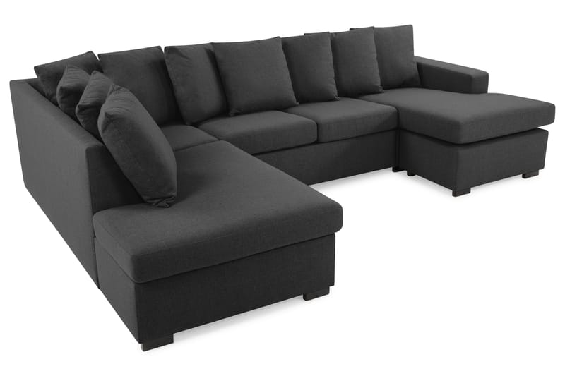 Crazy 4-personers Venstrevendt U-formet Large Sofa med Divan og Chaiselong i Stof inkl. Kuvertpuder - Mørkegrå - Møbler - Sofaer - U Sofa