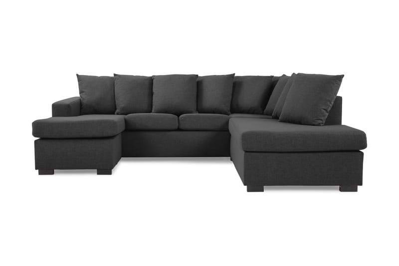 Crazy 4-personers Højrevendt U-formet Small Sofa med Divan og Chaiselong i Stof inkl. Kuvertpuder - Mørkegrå - Møbler - Sofaer - U Sofa