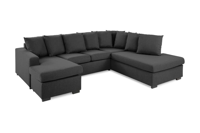 Crazy 4-personers Højrevendt U-formet Small Sofa med Divan og Chaiselong i Stof inkl. Kuvertpuder - Mørkegrå - Møbler - Sofaer - U Sofa