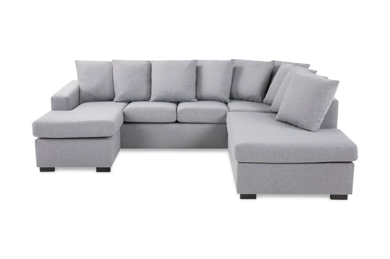 Crazy 4-personers Højrevendt U-formet Small Sofa med Divan og Chaiselong i Stof inkl. Kuvertpuder - Grå - Møbler - Sofaer - U Sofa