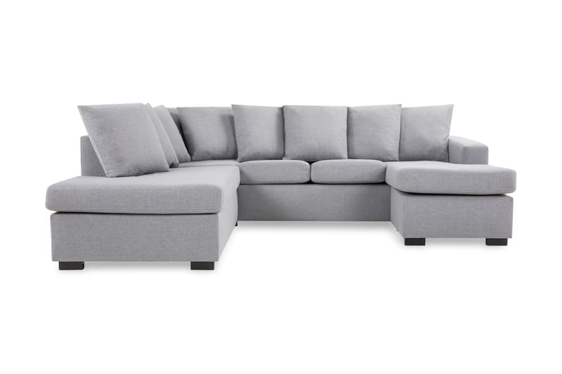 Crazy 4-personers Venstrevendt U-formet Small Sofa med Divan og Chaiselong i Stof inkl. Kuvertpuder - Grå - Møbler - Sofaer - U Sofa