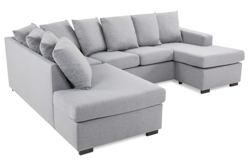 Crazy 4-personers Venstrevendt U-formet Small Sofa med Divan og Chaiselong i Stof inkl. Kuvertpuder - Grå - Møbler - Sofaer - U Sofa