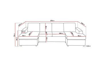 Crazy 4-personers U-formet Sofa med Dobbeltdivan i Stof - Antracit - Møbler - Sofaer - U Sofa