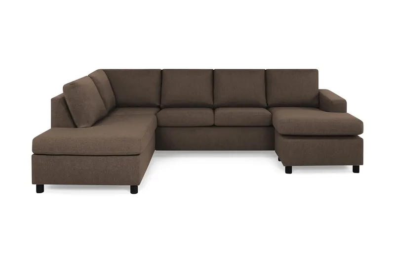 Crazy 4-personers Venstrevendt U-formet Large Sofa med Chaiselong i Stof, Brun