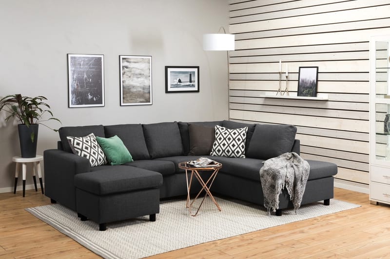 Crazy 4-personers Højrevendt U-formet Small Sofa med Chaiselong i Stof - Mørkegrå - Møbler - Sofaer - U Sofa