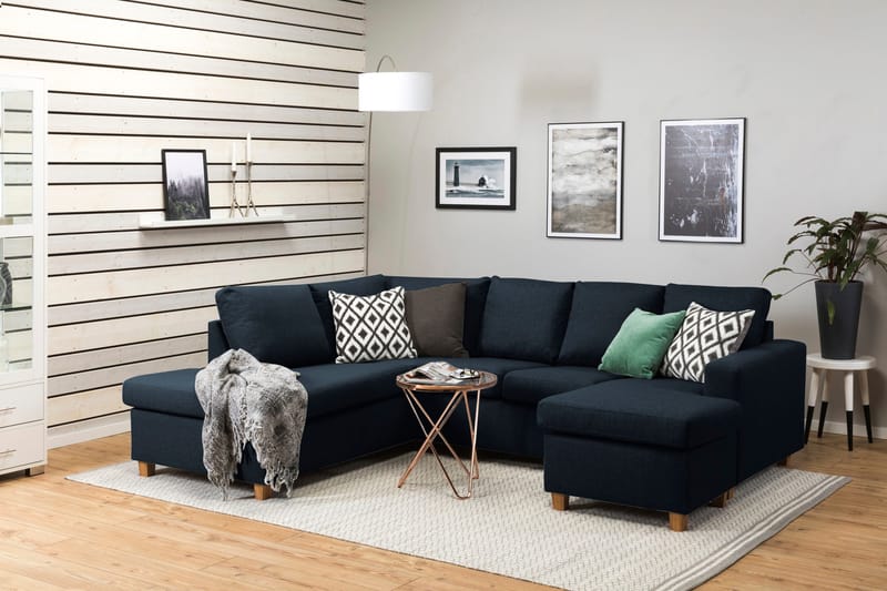 Crazy 4-personers Venstrevendt U-formet Large Sofa med Chaiselong i Stof - Blå - Møbler - Sofaer - U Sofa