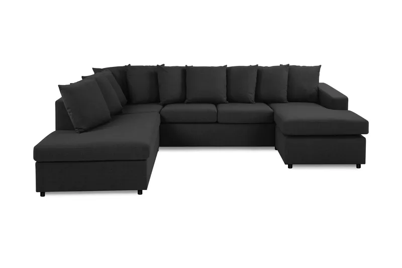Crazy 4-personers Venstrevendt U-formet Large Sofa med Divan og Chaiselong i Stof inkl. Kuvertpuder, Antracit