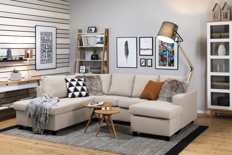 Crazy 4-personers Venstrevendt U-formet Large Sofa med Chaiselong i Stof - Beige - Møbler - Sofaer - U Sofa